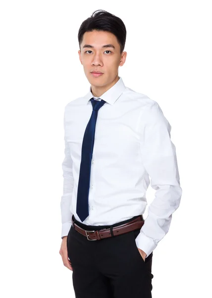 Azjatycki przystojny biznesmen w białej koszuli — Zdjęcie stockowe