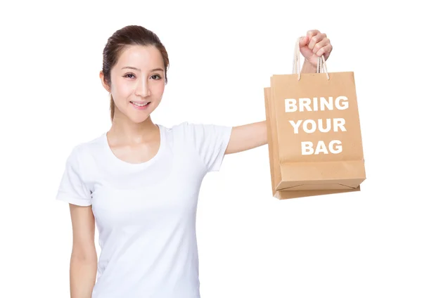 Asiatico giovane donna con shopping bags — Foto Stock