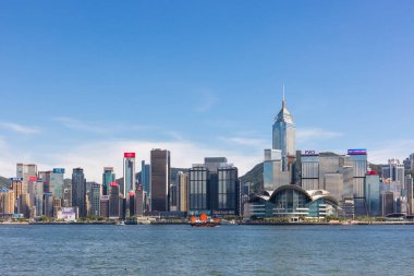 Hong Kong 22 August 2025: Victoria harbour view of Hong Kong city