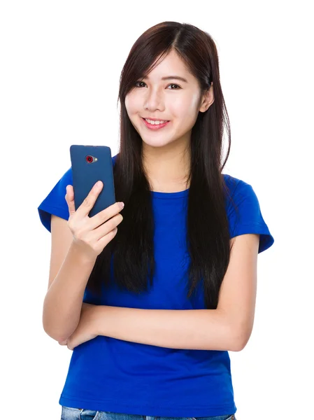 Asian young woman in blue t-shirt — Stock Photo, Image