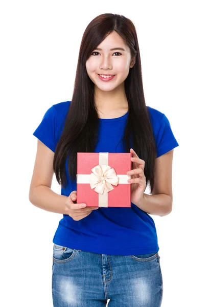 Asian young woman in blue t-shirt — Stock Photo, Image