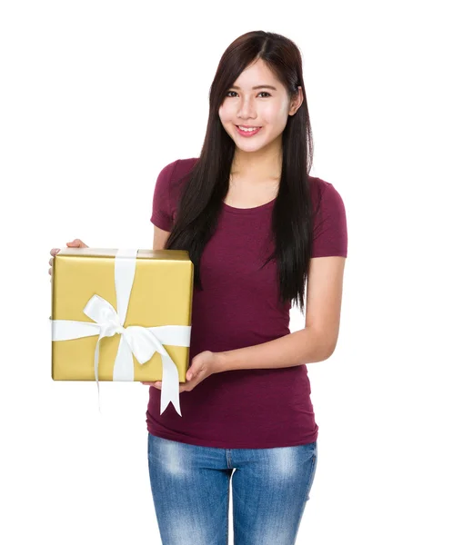 Asian young woman in red t-shirt — Stock Photo, Image