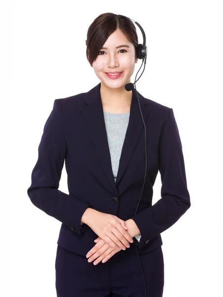 Asian female customer services representative with headset — Stock Photo, Image