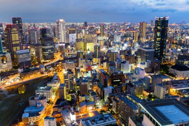 Osaka şehir manzarası, gece