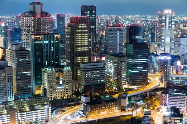 Vista nocturna de Osaka en Japón — Foto de Stock