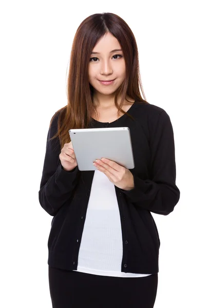 Asian young woman in black cardigan — Stock Photo, Image