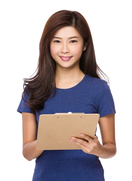 Asian young woman in blue t-shirt — Stock Photo, Image