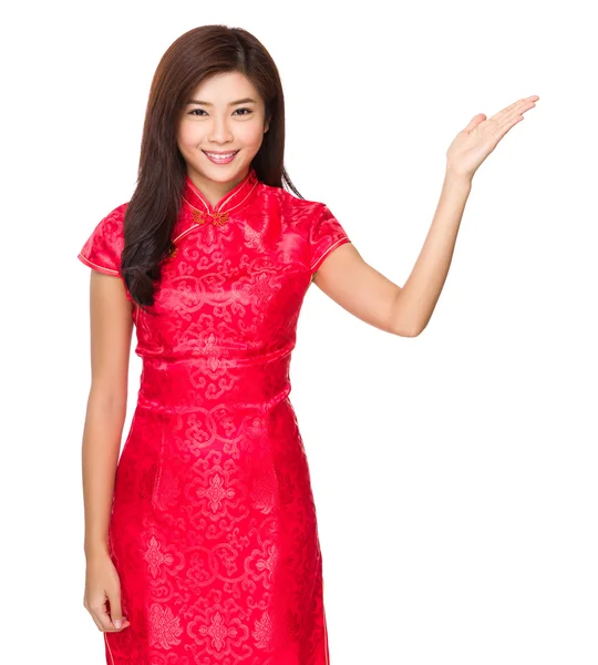 Asian young woman in red dress — Stock Photo, Image