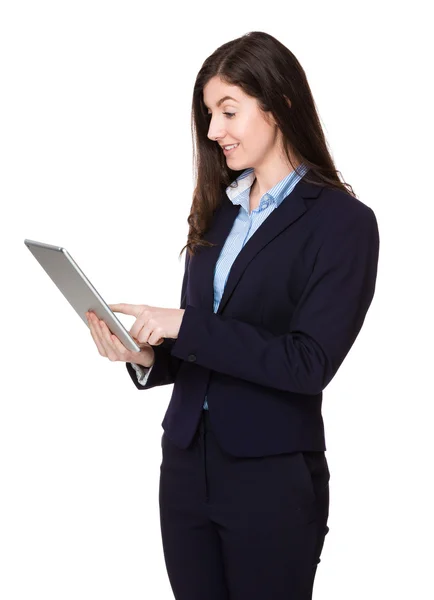 Young caucasian businesswoman in business suit — Stock Photo, Image