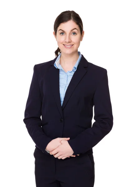 Young caucasian businesswoman in business suit — Stock Photo, Image