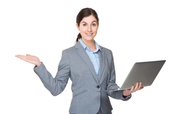 Young caucasian businesswoman in business suit — Stock Photo, Image