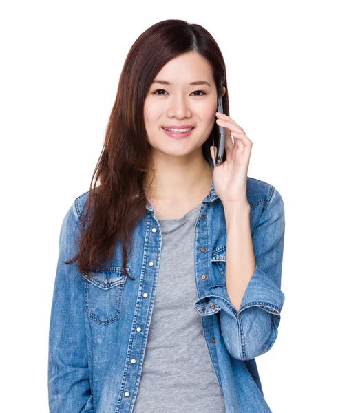 Asian young woman in jean shirt — Stock Photo, Image