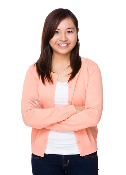 Asiatique jeune femme en rose cardigan — Photo