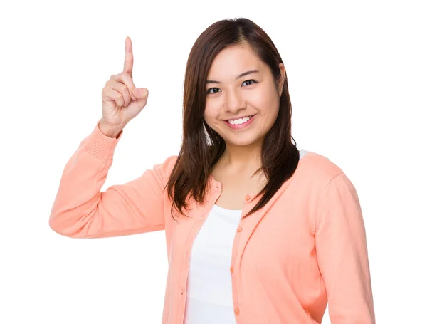 Asiatische junge Frau in rosa Strickjacke — Stockfoto