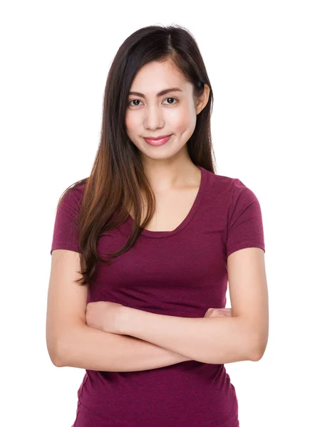 Asiatico giovane donna in rosso t-shirt — Foto Stock