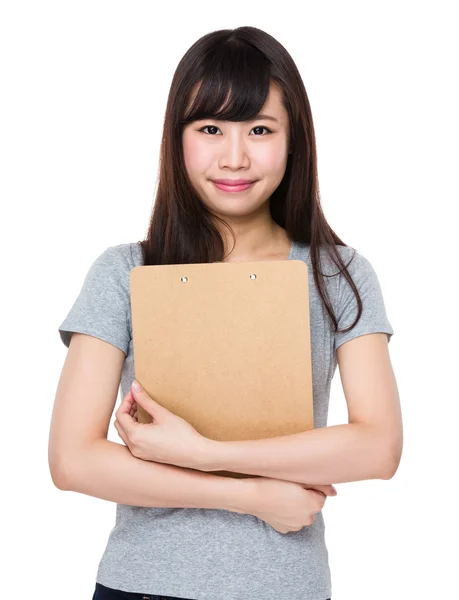 亚洲的年轻女子，穿着灰色 t 恤 — 图库照片