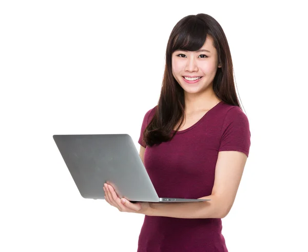 Asian young woman in red t-shirt — Stock Photo, Image