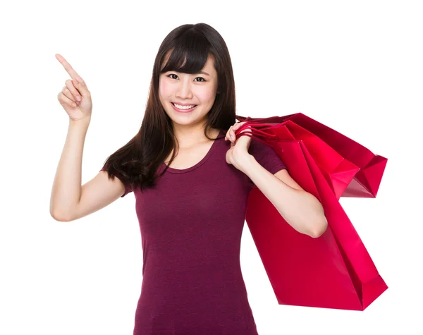 Azjatyckie młode kobiety w kolorze czerwonym t-shirt — Zdjęcie stockowe