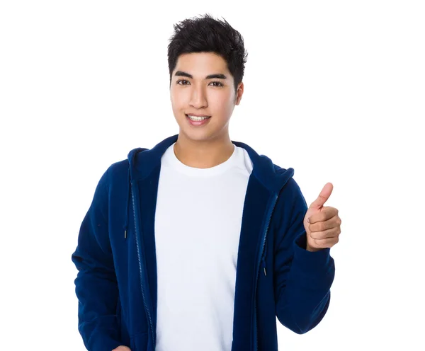 Asian young man in blue sweater — Stock Photo, Image