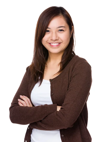 Asian young woman with arms crossed — Stock Photo, Image