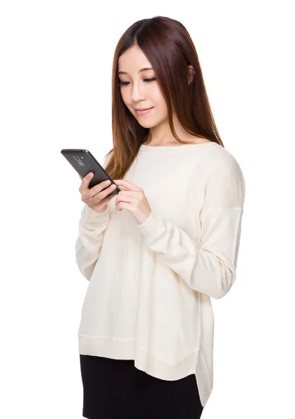 Asian young woman in beige sweater — Stock Photo, Image