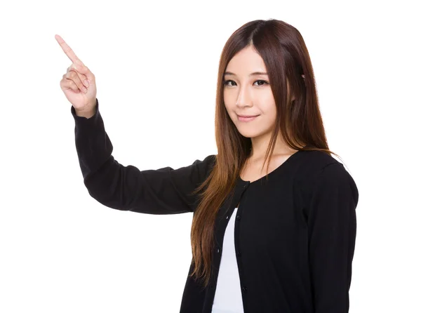 Aziatische jonge vrouw in zwarte cardigan — Stockfoto