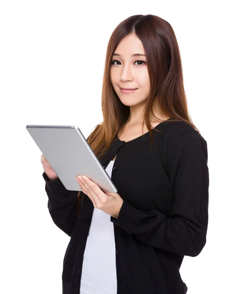 Asian young woman in black cardigan — Stock Photo, Image