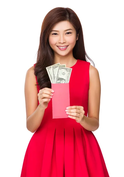 Asian young woman in red dress — Stock Photo, Image