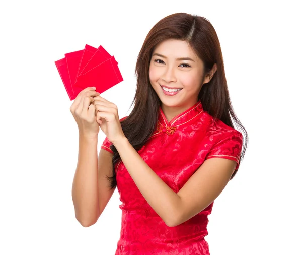 Asian young woman in red dress — Stock Photo, Image