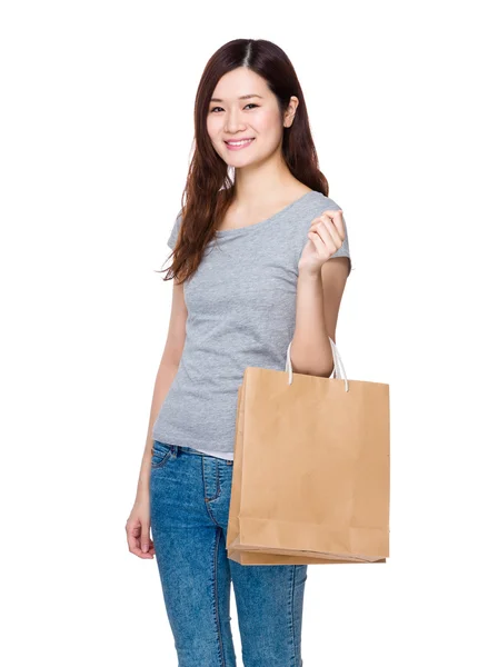 グレーの t シャツでアジアの若い女性 — ストック写真