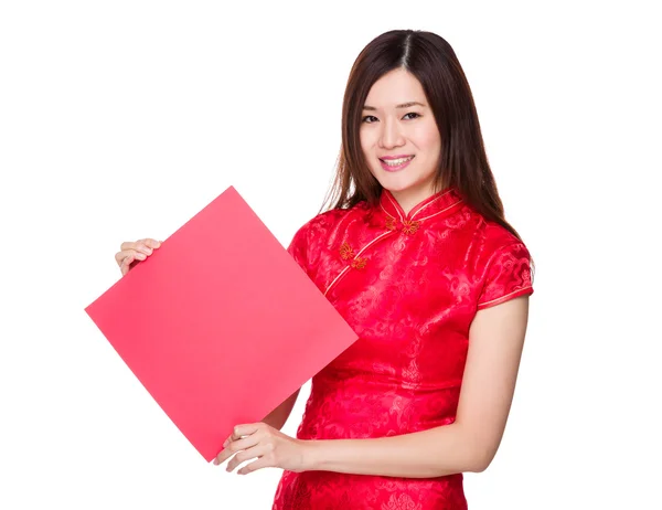 Asian young woman in red dress — Stock Photo, Image