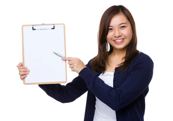 Asian young woman in blue cardigan — Stock Photo, Image