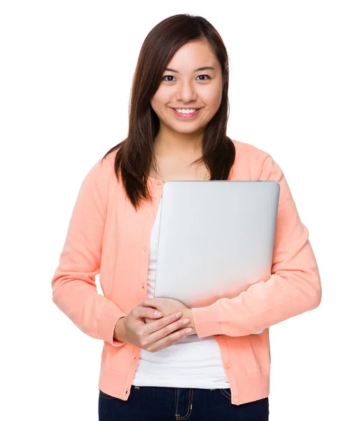 Asian young woman in pink cardigan — Stock Photo, Image