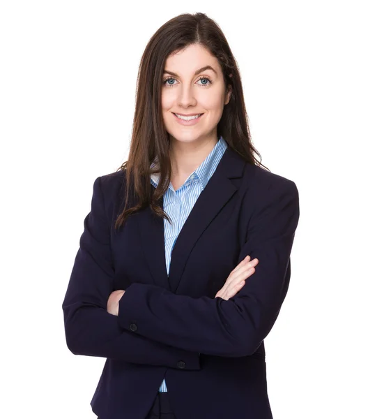 Young caucasian businesswoman in business suit — Stock Photo, Image