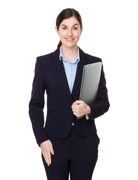 Joven mujer de negocios caucásica en traje de negocios — Foto de Stock