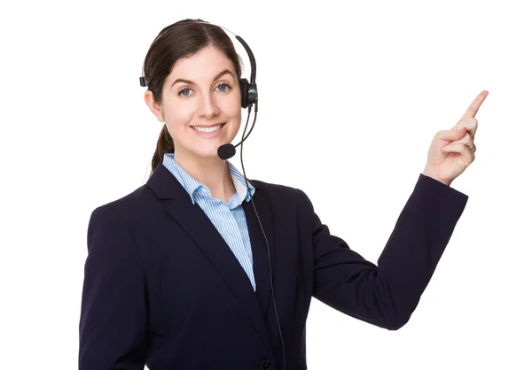 Customer services agent pointing — Stock Photo, Image