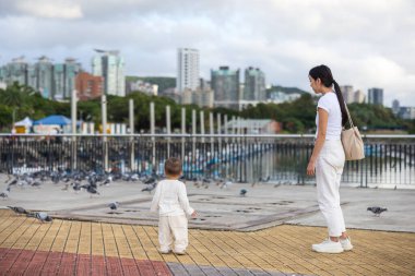 Anne, bebek bakıcısı güvercini dışarı getir.