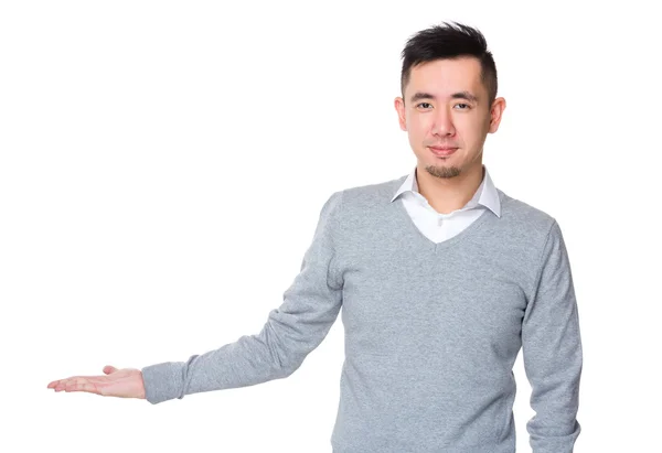 Young asian businessman in grey sweater — Stock Photo, Image