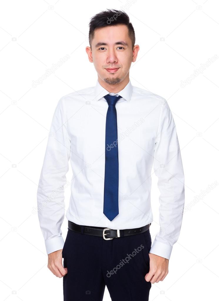 Young asian businessman in white shirt