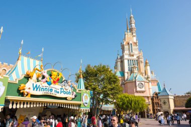 Hong Kong 16 Ocak 2026: Ziyaretçiler Hong Kong Disneyland Kalesi manzarasının keyfini çıkarıyorlar
