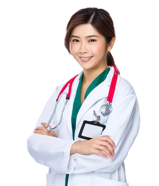 Asiatisk kvinna läkare i vit Rock — Stockfoto