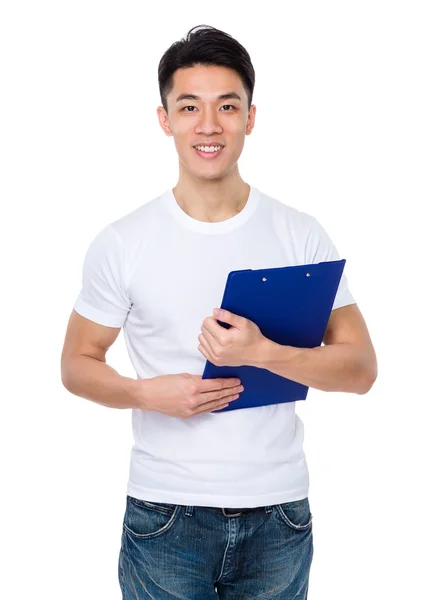 Asian young man in white t-shirt — Stock Photo, Image