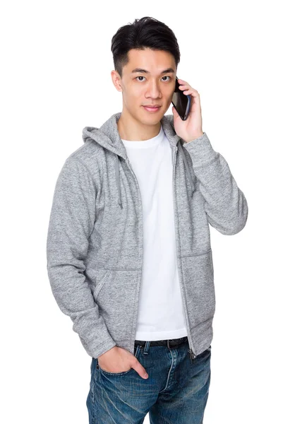 Asian young man in grey sweater — Stock Photo, Image