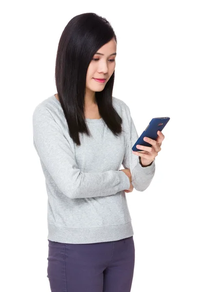 Asian young woman in grey sweater — Stock Photo, Image