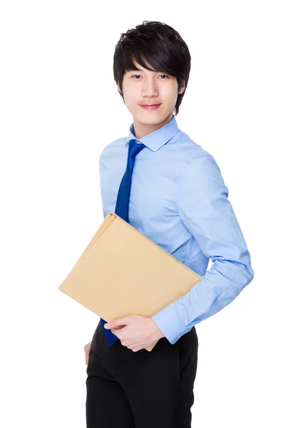 Mladá asijská podnikatel v modré košili — Stock fotografie