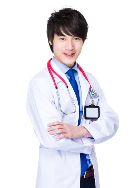 Dokter pria asia bermantel putih — Stok Foto