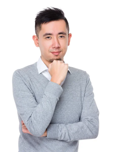Giovane uomo d'affari asiatico in maglione grigio — Foto Stock
