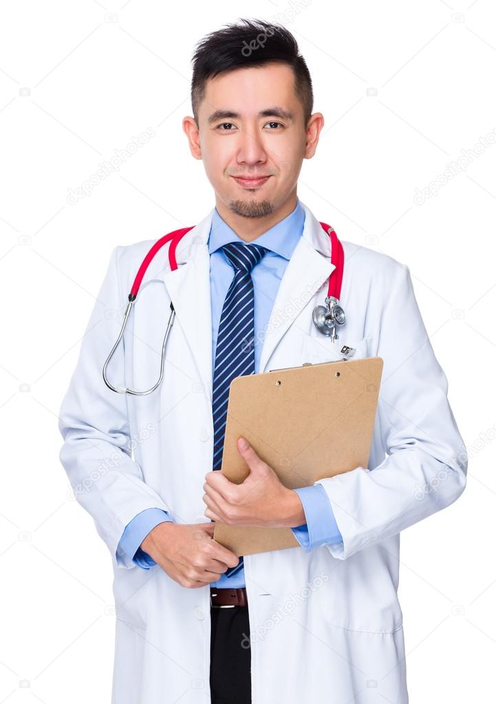 asian male doctor in white coat
