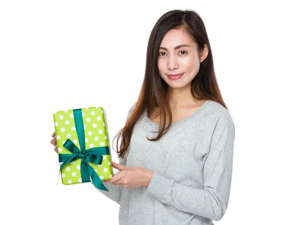 Asian young woman in grey sweater — Stock Photo, Image