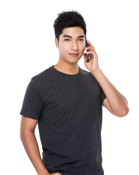 Young asian man in grey t-shirt — Stock Photo, Image